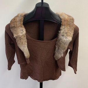 Beautiful Vintage fur collar sweater